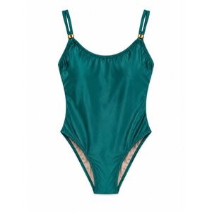PQ Haleyybaylee Evergreen Loop One Piece Swimsuit Women M Gold Luxury Resort